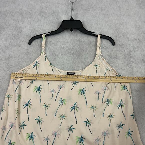 Torrid Ava Slub Cami Tank Top Size 2X Beige Palm Trees Sleeveless Rayon Shirt - Picture 4 of 9